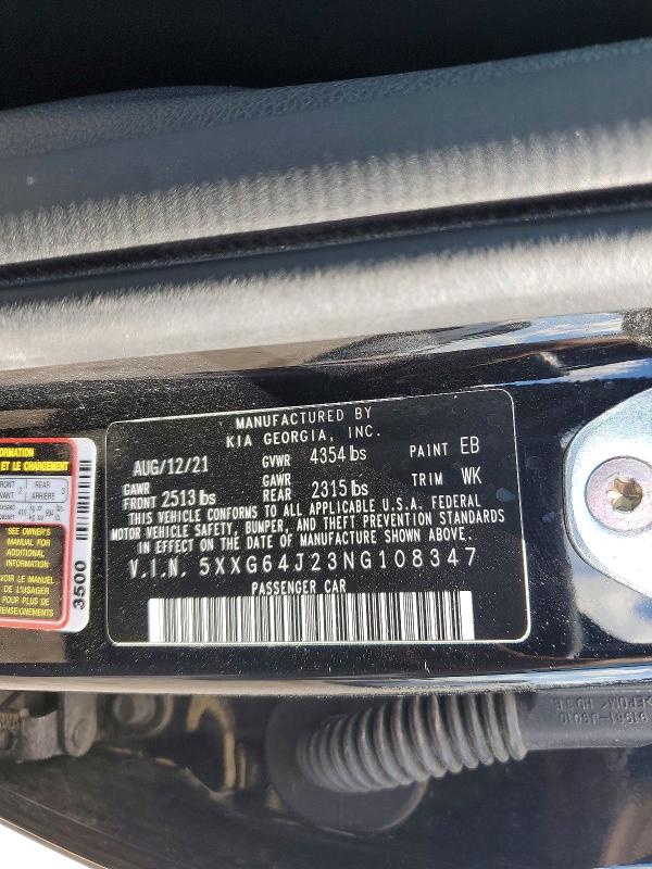 53969876 :رقم المزاد ، 5XXG64J23NG108347 vin ، 2022 Kia K5 مزاد بيع
