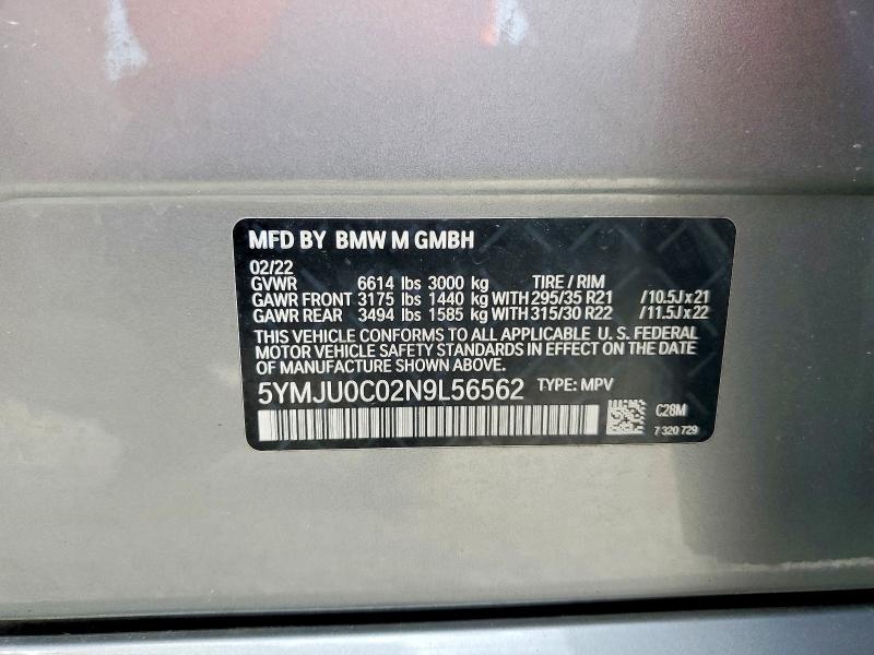 Продаж на аукціоні авто 2022 Bmw X5, vin: 5YMJU0C02N9L56562, номер лоту: 54117316