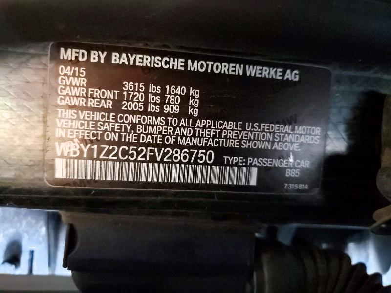 53162376 :رقم المزاد ، WBY1Z2C52FV286750 vin ، 2015 Bmw I3 مزاد بيع