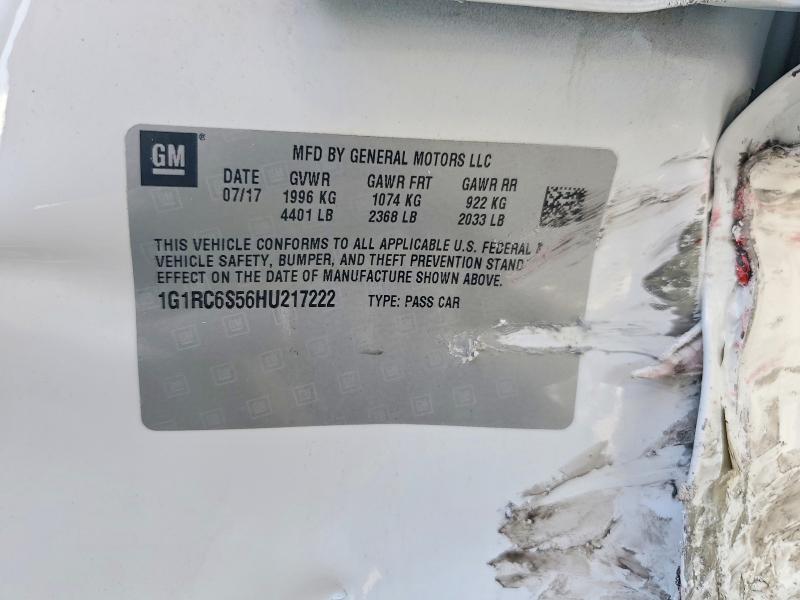 53296886 :رقم المزاد ، 1G1RC6S56HU217222 vin ، 2017 Chevrolet Volt مزاد بيع