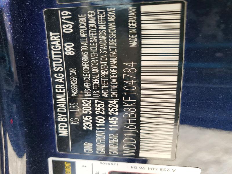 Продаж на аукціоні авто 2019 Mercedes-benz E, vin: WDD1J6HB8KF104784, номер лоту: 53308916