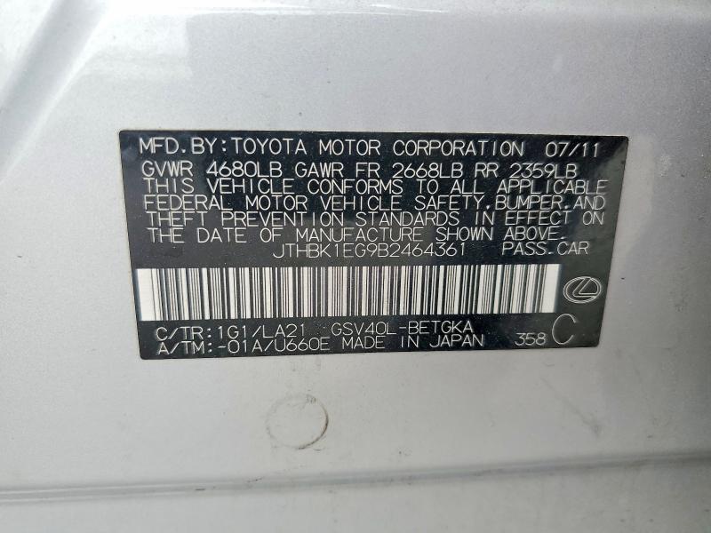 Продажа на аукционе авто 2011 Lexus Es, vin: JTHBK1EG9B2464361, номер лота: 54843626