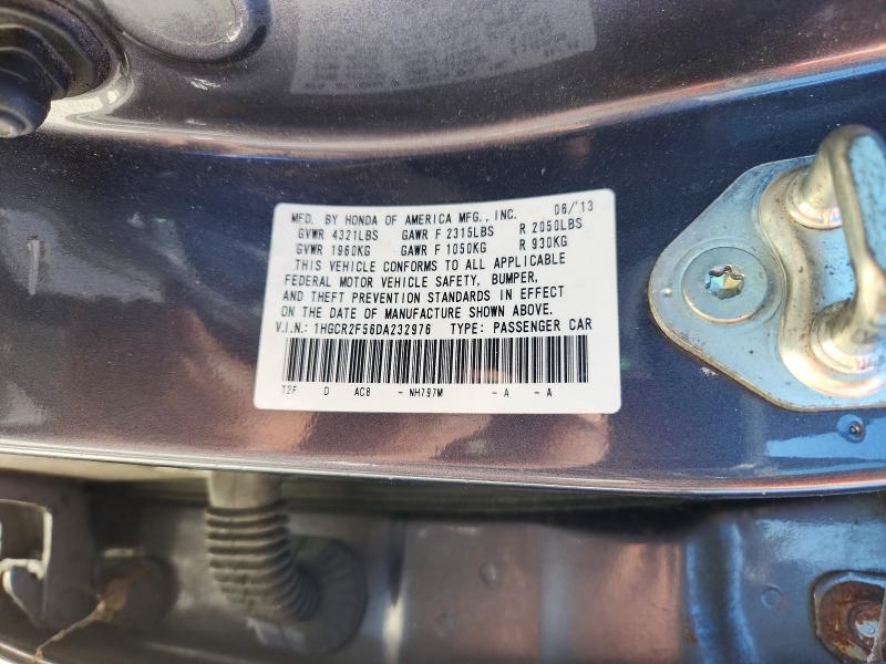 2013 Honda Accord მანქანა იყიდება აუქციონზე, vin: 1HGCR2F56DA232976, აუქციონის ნომერი: 53299206