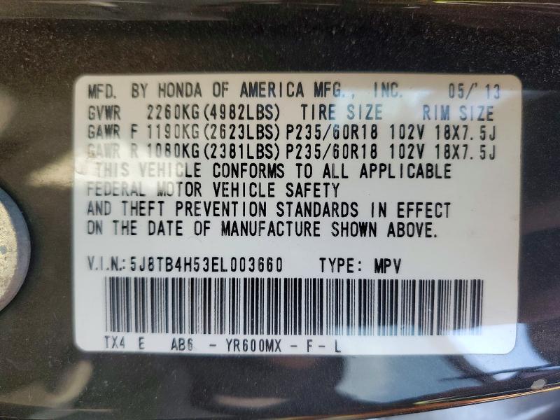 2014 Acura Rdx მანქანა იყიდება აუქციონზე, vin: 5J8TB4H53EL003660, აუქციონის ნომერი: 52253526