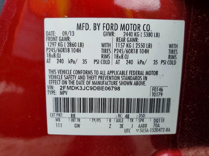 Продажа на аукционе авто 2013 Ford Edge, vin: 2FMDK3JC9DBE06798, номер лота: 55025626