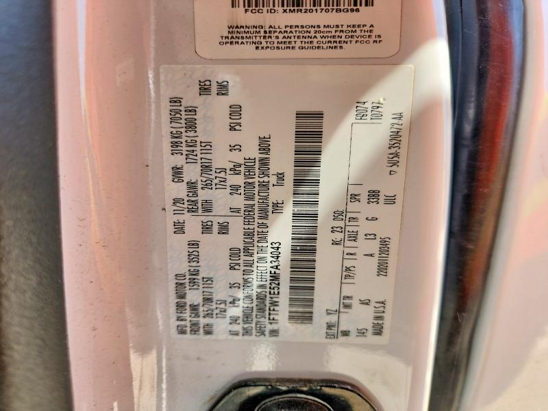 55057406 :رقم المزاد ، 1FTFW1E52MFA34043 vin ، 2021 Ford F150 مزاد بيع