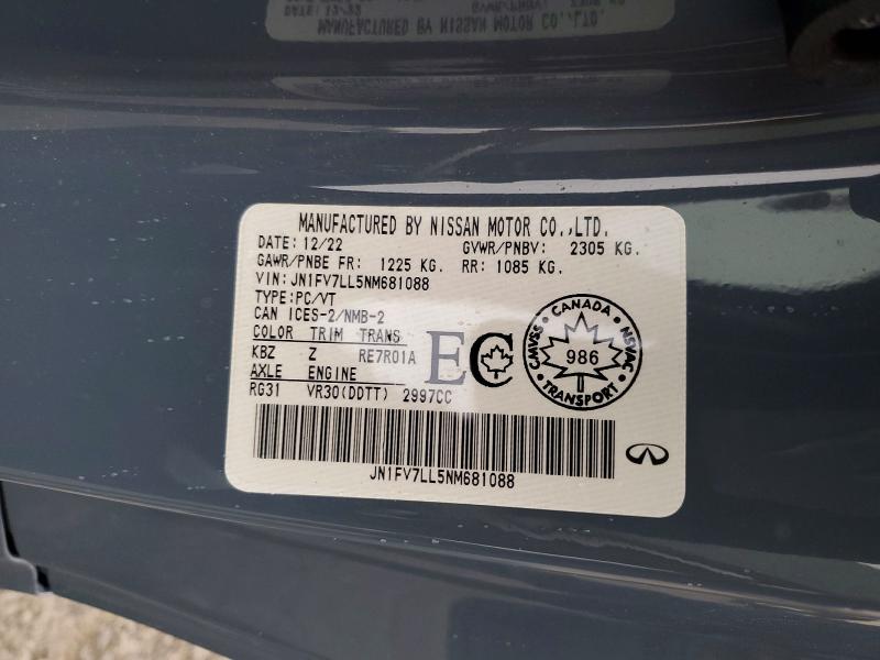 Aukcja sprzedaży 2022 Infiniti Q60, vin: JN1FV7LL5NM681088, numer aukcji: 52510246