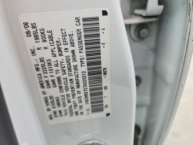 Продаж на аукціоні авто 2007 Honda Accord, vin: 1HGCM56727A020212, номер лоту: 52409056