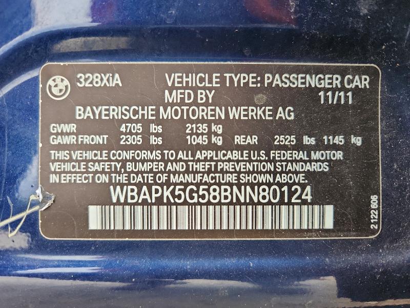 Продажа на аукционе авто 2011 Bmw 328, vin: WBAPK5G58BNN80124, номер лота: 54401806