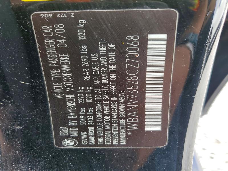 52998416 :رقم المزاد ، WBANV93528CZ70068 vin ، 2008 Bmw 535 مزاد بيع