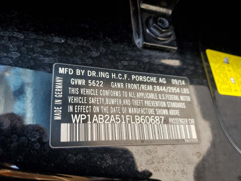 Продаж на аукціоні авто 2015 Porsche Macan, vin: WP1AB2A51FLB60687, номер лоту: 54981186