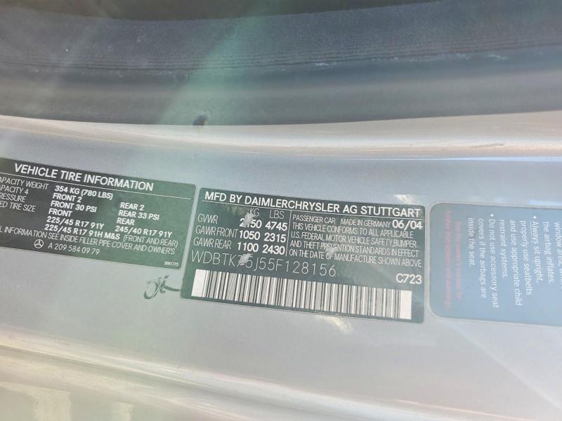 Продажа на аукционе авто 2005 Mercedes-benz Clk, vin: WDBTK75J55F128156, номер лота: 52794416
