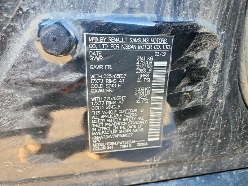 Aukcja sprzedaży 2019 Nissan Rogue, vin: KNMAT2MV7KP539027, numer aukcji: 52154216