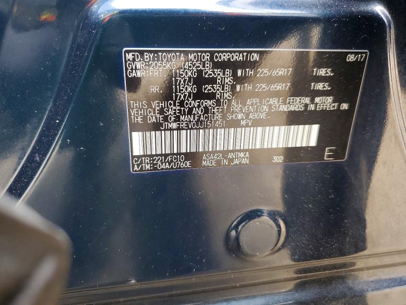 Продаж на аукціоні авто 2018 Toyota Rav4, vin: JTMWFREV0JJ151451, номер лоту: 53110616