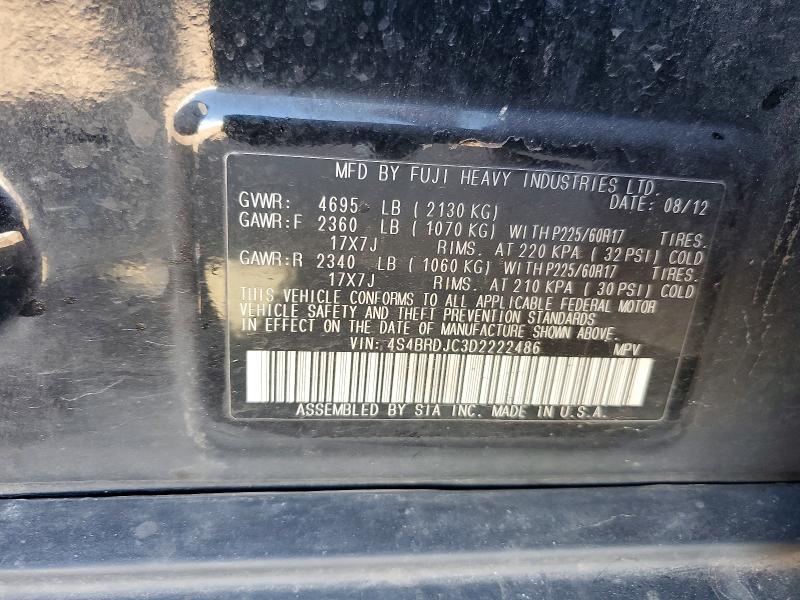 53380146 :رقم المزاد ، 4S4BRDJC3D2222486 vin ، 2013 Subaru Outback مزاد بيع