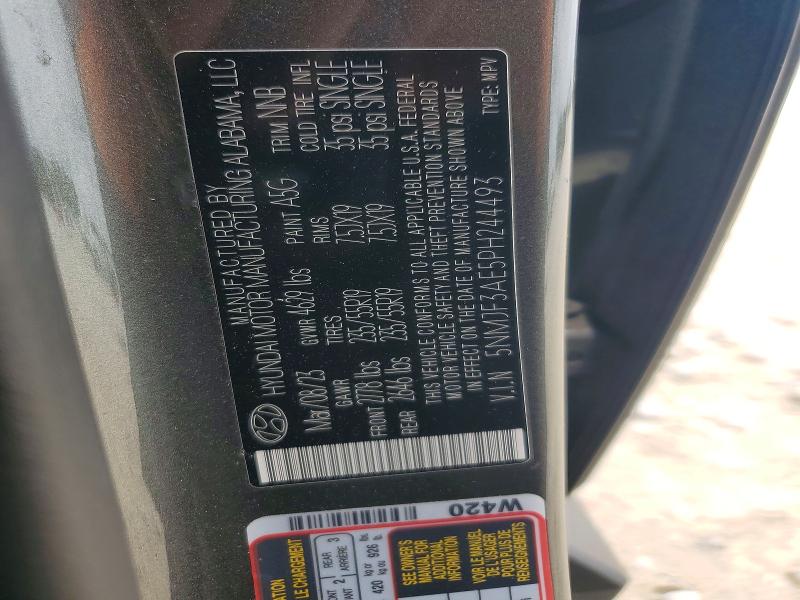 2023 Hyundai Tucson მანქანა იყიდება აუქციონზე, vin: 5NMJF3AE5PH244493, აუქციონის ნომერი: 54509266