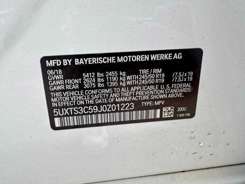 2018 Bmw X3 მანქანა იყიდება აუქციონზე, vin: 5UXTS3C59J0Z01223, აუქციონის ნომერი: 53796766