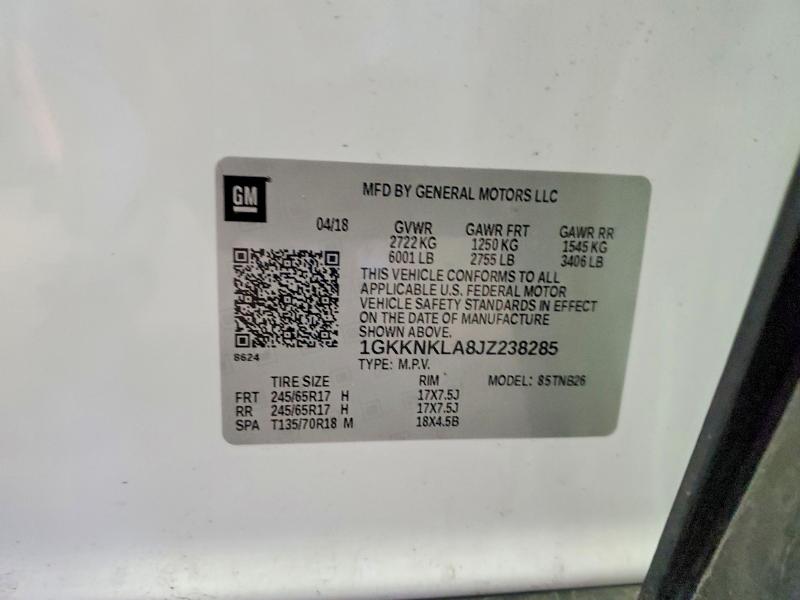 Aukcja sprzedaży 2018 Gmc Acadia, vin: 1GKKNKLA8JZ238285, numer aukcji: 53215706