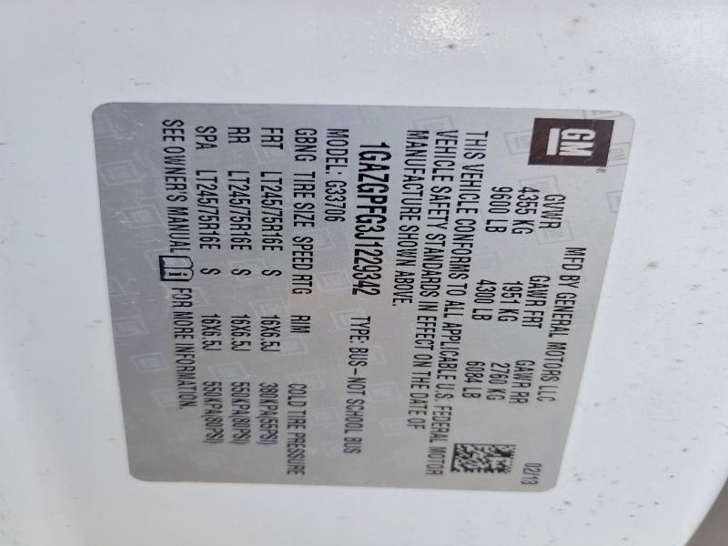 Продаж на аукціоні авто 2018 Chevrolet Express G3500, vin: 1GAZGPFG3J1229342, номер лоту: 54404946