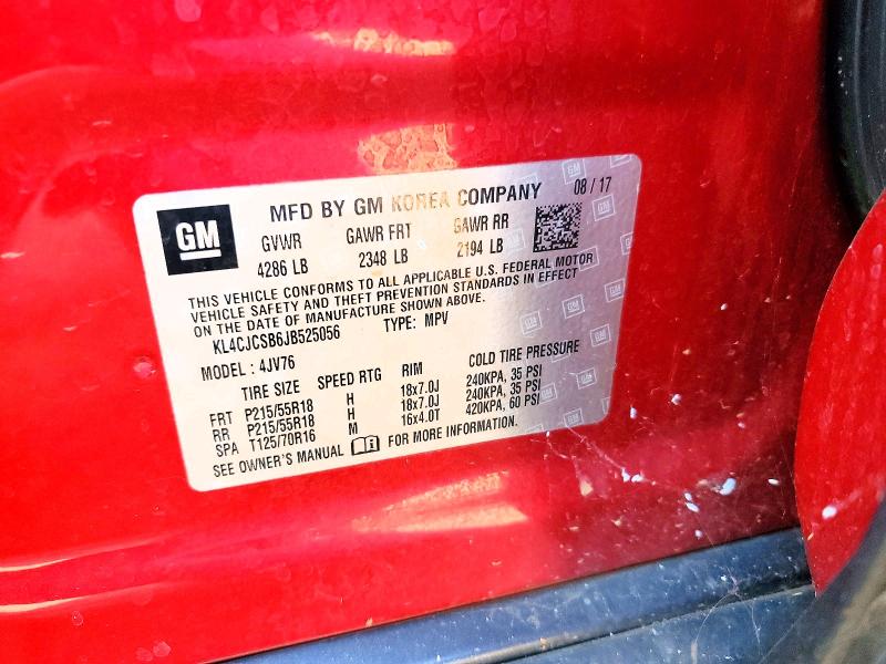 2018 Buick Encore მანქანა იყიდება აუქციონზე, vin: KL4CJCSB6JB525056, აუქციონის ნომერი: 55592506