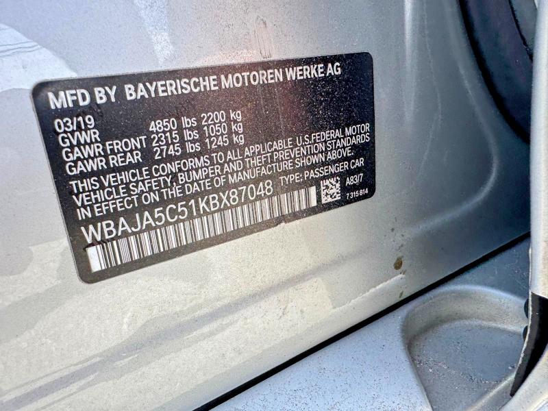Продажа на аукционе авто 2019 Bmw 530, vin: WBAJA5C51KBX87048, номер лота: 54539116