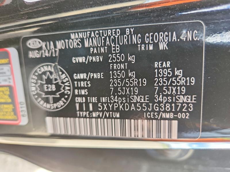 Продажа на аукционе авто 2018 Kia Sorento, vin: 5XYPKDA55JG381723, номер лота: 53102446