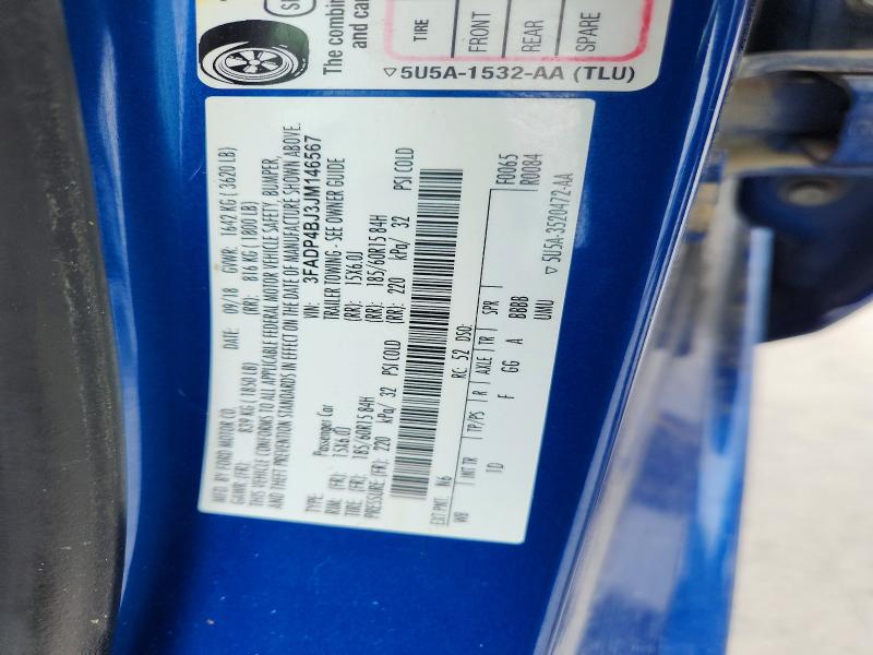 2018 Ford Fiesta მანქანა იყიდება აუქციონზე, vin: 3FADP4BJ3JM146567, აუქციონის ნომერი: 52227326