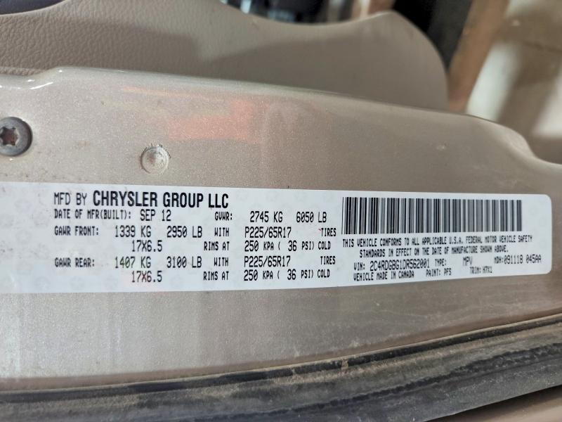 2013 Dodge Grand Caravan მანქანა იყიდება აუქციონზე, vin: 2C4RDGBG1DR562001, აუქციონის ნომერი: 52773616
