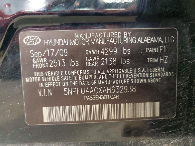 Продажа на аукционе авто 2010 Hyundai Sonata, vin: 5NPEU4ACXAH632938, номер лота: 53270586