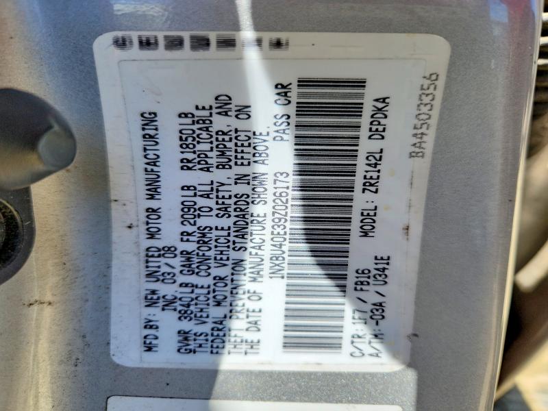Aukcja sprzedaży 2009 Toyota Corolla, vin: 1NXBU40E39Z026173, numer aukcji: 55195026
