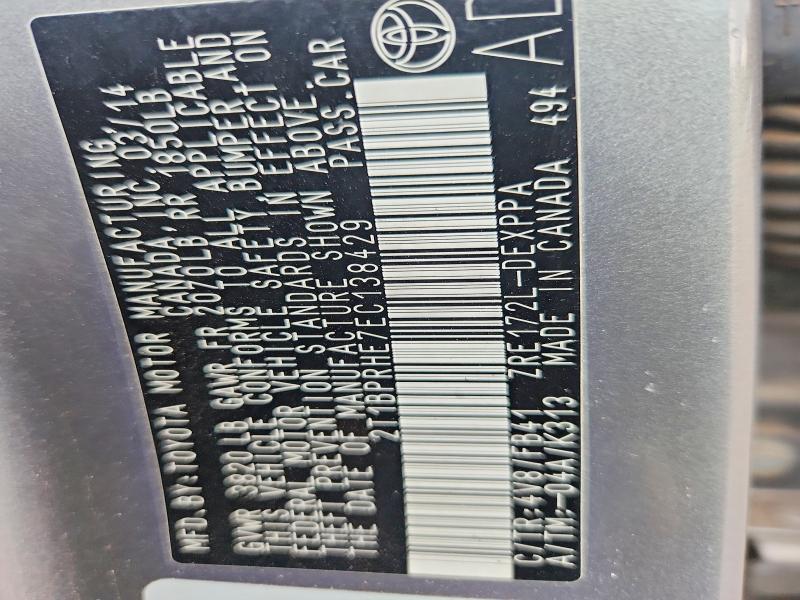 Продажа на аукционе авто 2014 Toyota Corolla, vin: 2T1BPRHE7EC138429, номер лота: 54798246