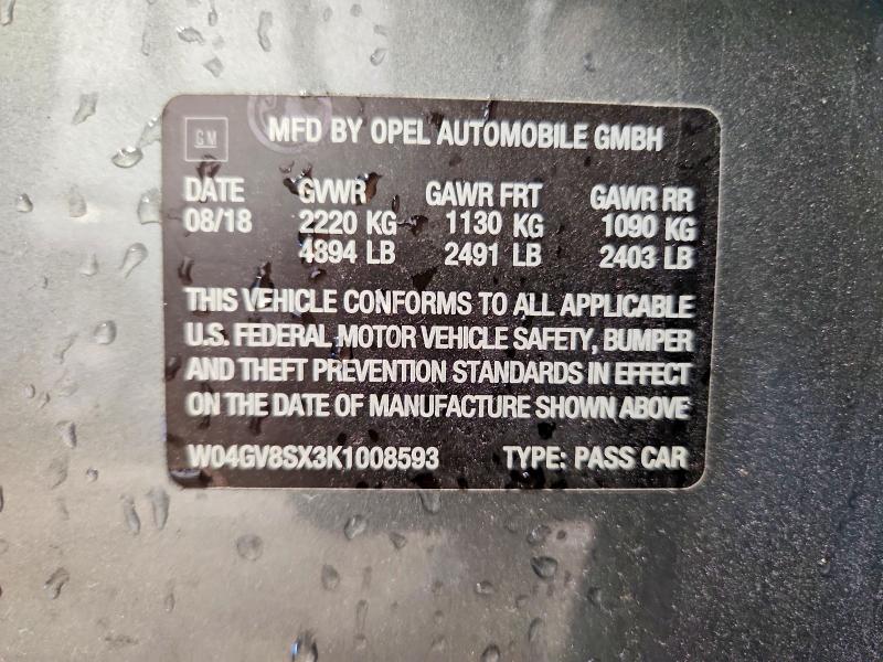 Aukcja sprzedaży 2019 Buick Regal Tourx, vin: W04GV8SX3K1008593, numer aukcji: 52893536