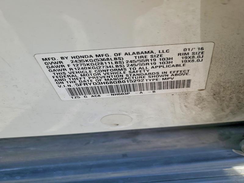 Aukcja sprzedaży 2016 Acura Mdx, vin: 5FRYD3H68GB015292, numer aukcji: 53689536