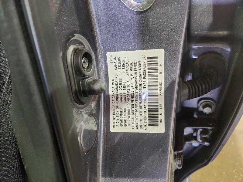 2019 Honda Civic მანქანა იყიდება აუქციონზე, vin: 2HGFC2F6XKH509408, აუქციონის ნომერი: 53637206