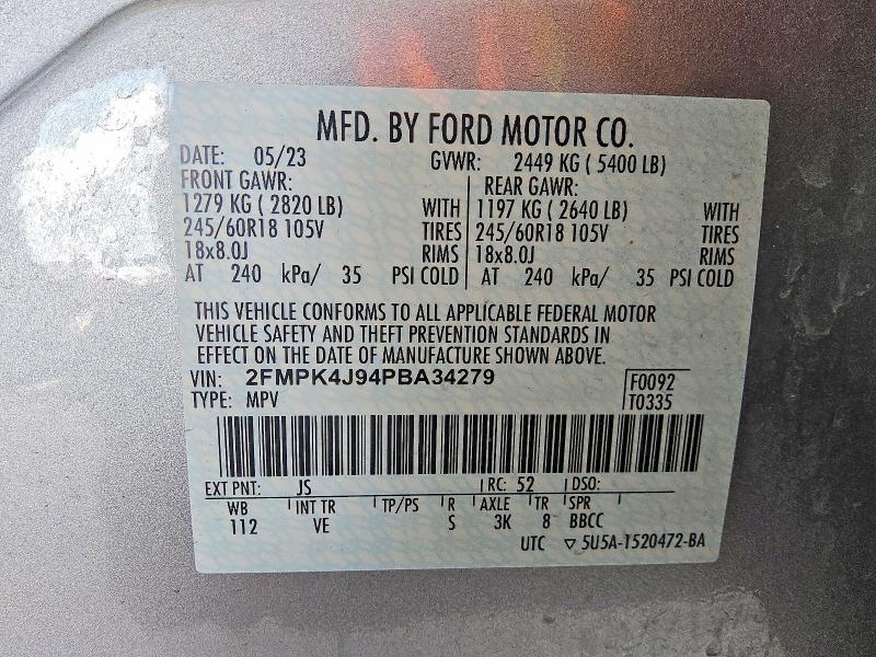 Продажа на аукционе авто 2023 Ford Edge, vin: 2FMPK4J94PBA34279, номер лота: 54946076