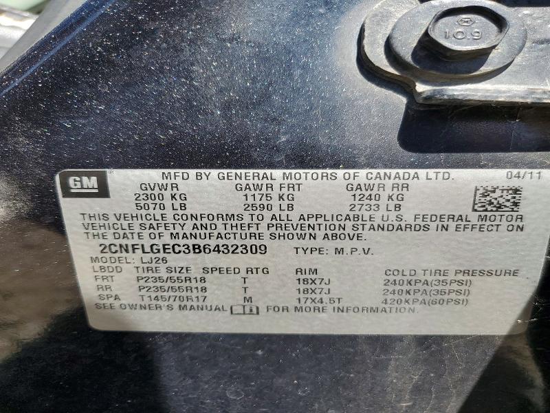 Aukcja sprzedaży 2011 Chevrolet Equinox, vin: 2CNFLGEC3B6432309, numer aukcji: 53134596