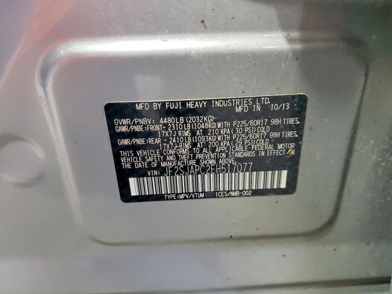 52199686 :رقم المزاد ، JF2SJAPC2EH517077 vin ، 2014 Subaru Forester مزاد بيع