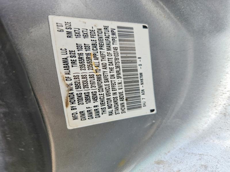 2007 Honda Odyssey მანქანა იყიდება აუქციონზე, vin: 5FNRL38757B103749, აუქციონის ნომერი: 53818656