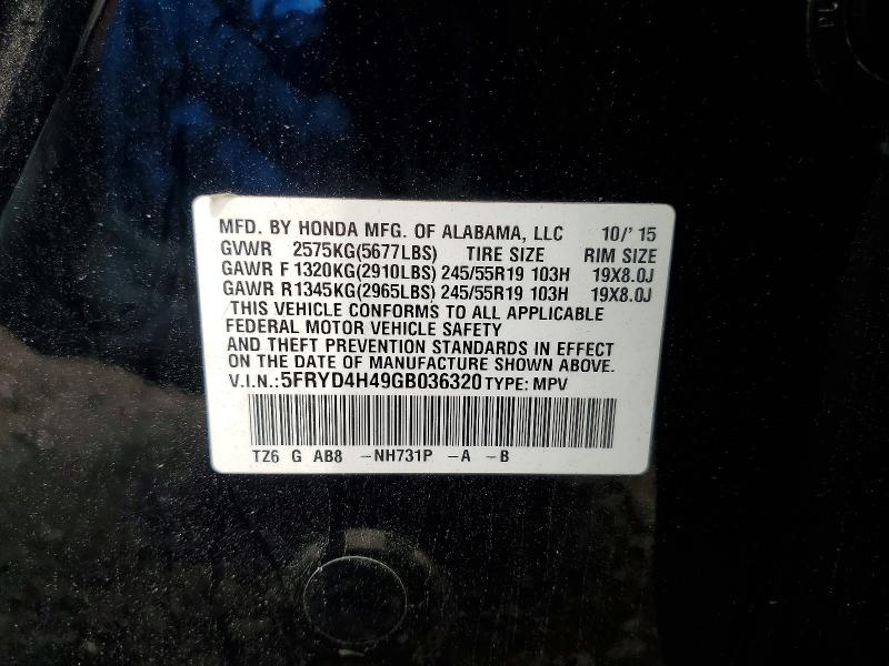 Aukcja sprzedaży 2016 Acura Mdx, vin: 5FRYD4H49GB036320, numer aukcji: 53160396