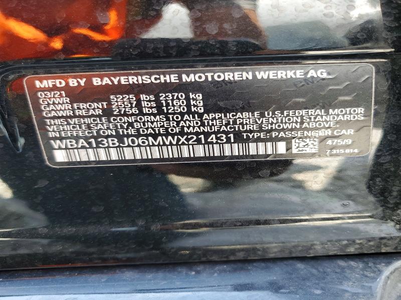 Aukcja sprzedaży 2021 Bmw 530, vin: WBA13BJ06MWX21431, numer aukcji: 52382026