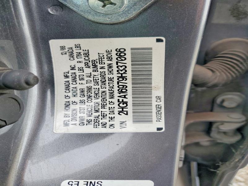 55035036 :رقم المزاد ، 2HGFA16979H337066 vin ، 2009 Honda Civic مزاد بيع