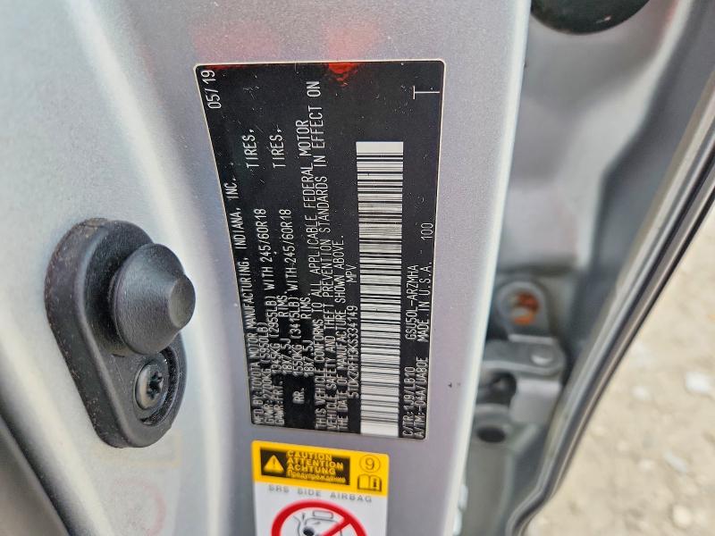 Aukcja sprzedaży 2019 Toyota Highlander, vin: 5TDKZRFH3KS334149, numer aukcji: 52609156