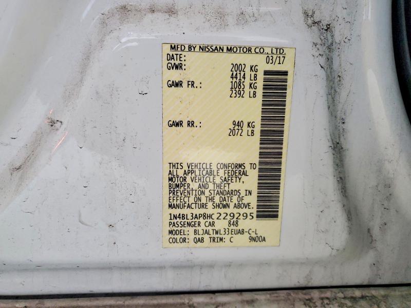 Aukcja sprzedaży 2017 Nissan Altima, vin: 1N4BL3AP8HC229295, numer aukcji: 55308036