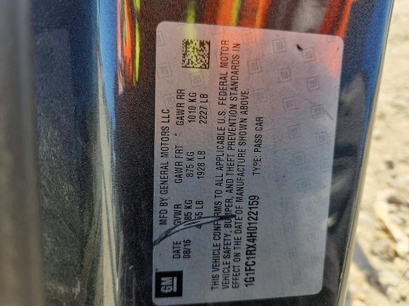 2017 Chevrolet Camaro მანქანა იყიდება აუქციონზე, vin: 1G1FC1RX4H0122159, აუქციონის ნომერი: 52447886