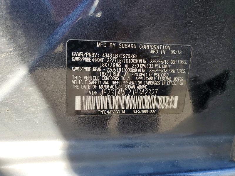 Продаж на аукціоні авто 2018 Subaru Crosstrek, vin: JF2GTAMC2JH342327, номер лоту: 54169306