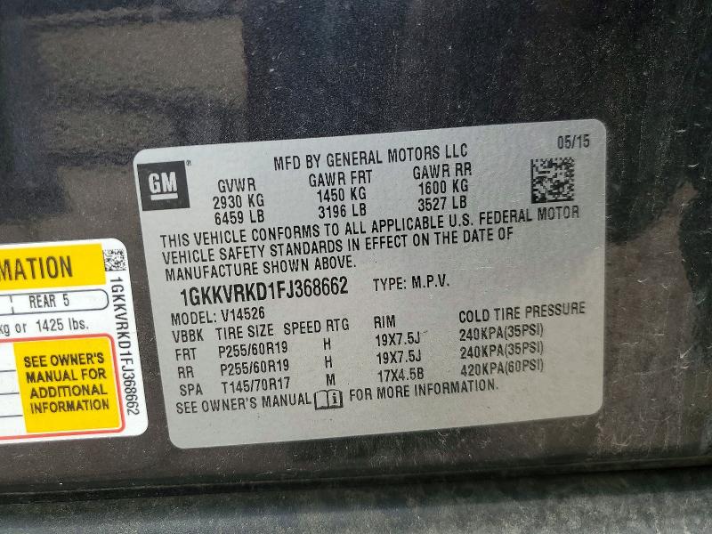 Продажа на аукционе авто 2015 Gmc Acadia, vin: 1GKKVRKD1FJ368662, номер лота: 52390846