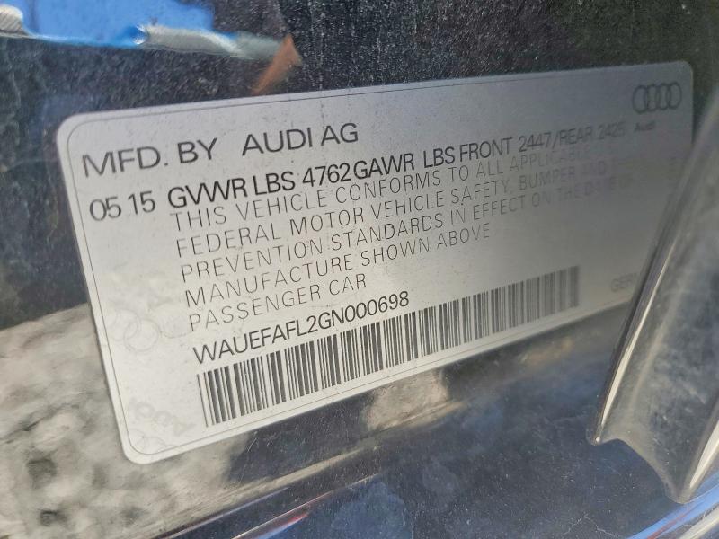 Auction sale of the 2016 Audi A4, vin: WAUEFAFL2GN000698, lot number: 53581466