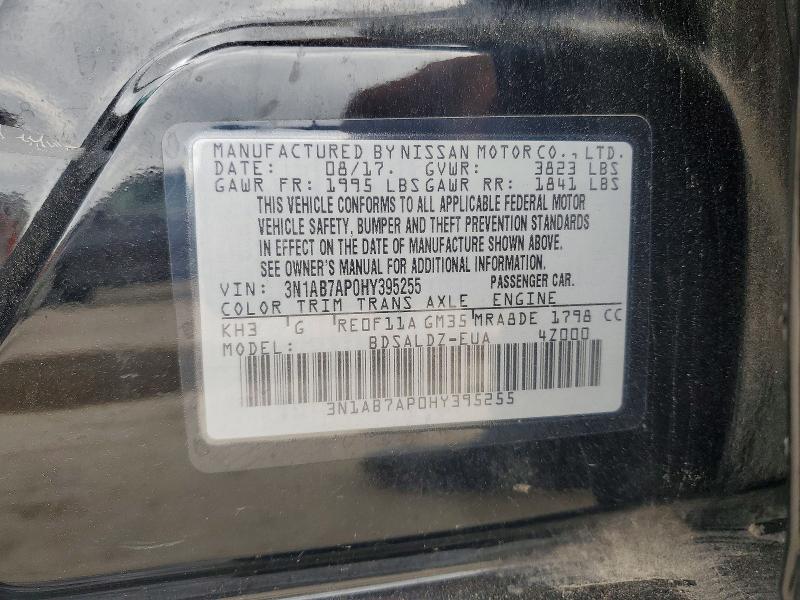 Продаж на аукціоні авто 2017 Nissan Sentra, vin: 3N1AB7AP0HY395255, номер лоту: 53952266