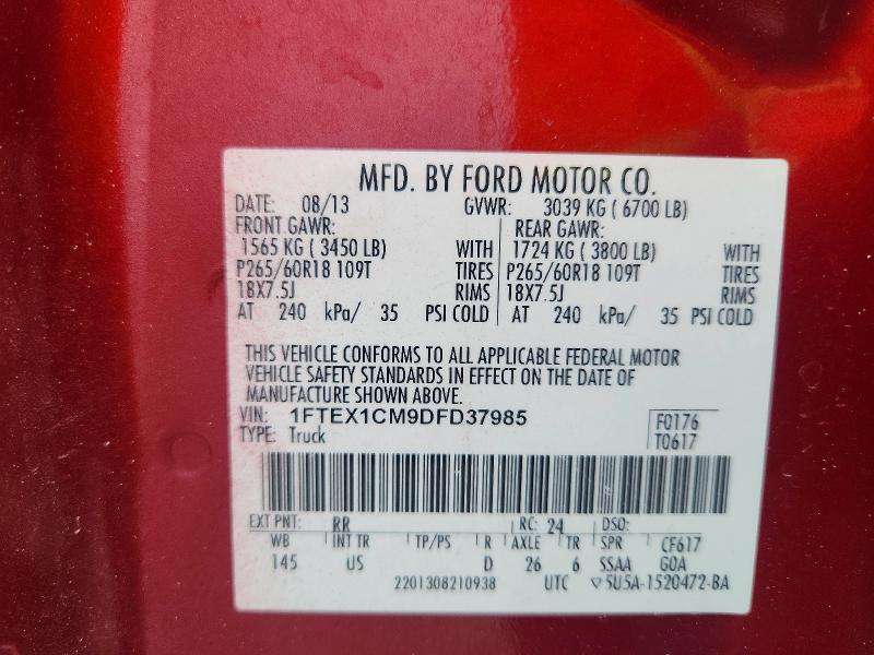 Aukcja sprzedaży 2013 Ford F150, vin: 1FTEX1CM9DFD37985, numer aukcji: 52824856