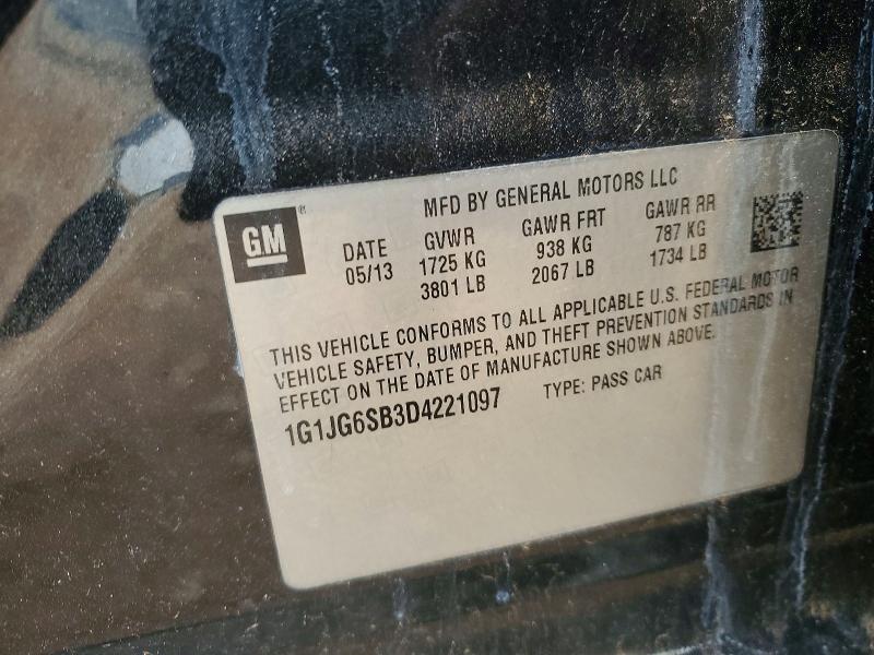2013 Chevrolet Sonic მანქანა იყიდება აუქციონზე, vin: 1G1JG6SB3D4221097, აუქციონის ნომერი: 54025456